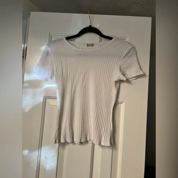 Free People Baby Rib Tee Ivory Sz M - Picture 4 of 8